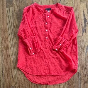 J. Crew Red Cotton Top with Label Detail